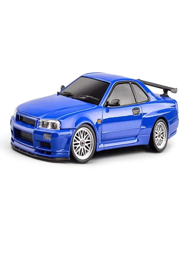 أريس سيارة سباق ARRIS LD1899 1/18 RC Drift Car GTR R34 2.4GHz RWD مع جيروسكوب، هيكل من سبيكة معدنية، لون أزرق - Image 1